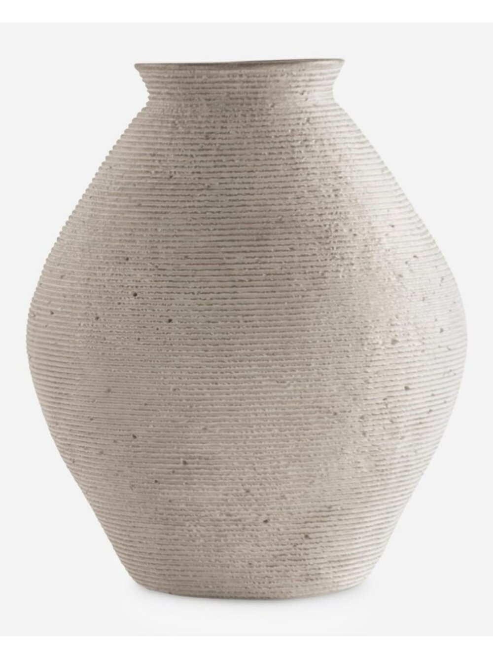 Stylish 12-Inch Ribbed Tan Resin Decorative Vase - Home Decor Accent Piece
